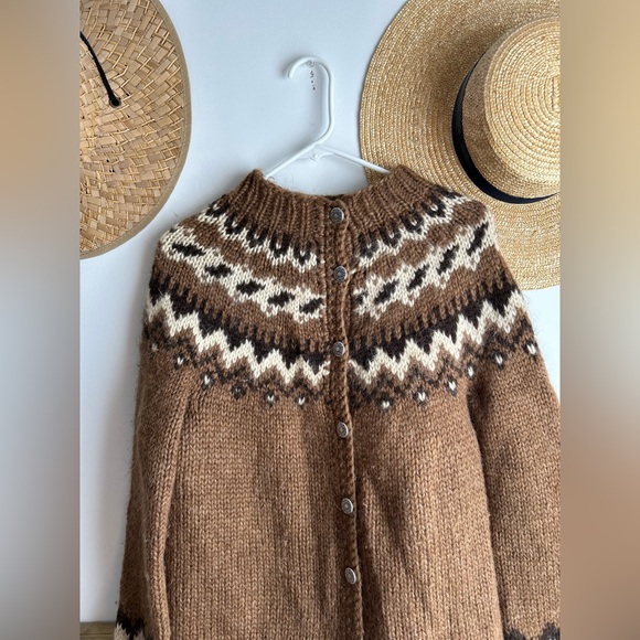 Rare True Vintage 1950’s Icelandic Fair Isle Sweater Aberdeen Jumper Cardigan - Picture 6 of 6